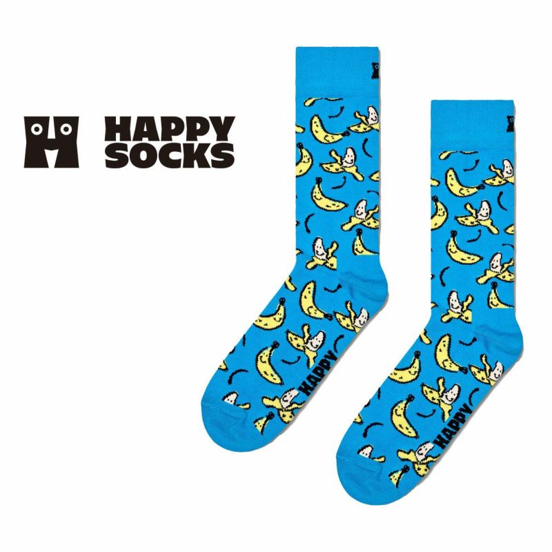 Happy Socks ハッピーソックス Banana ( バナナ ) ターコイズ クルー丈