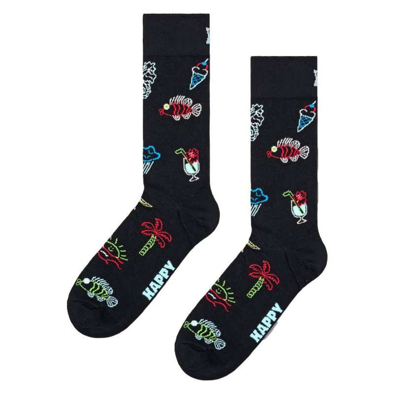 HappySocksハッピーソックスSummerLo-Fi(サマーローファイ)ブラッククルー丈ソックス靴下ユニセックスメンズ＆レディースプレゼント無料ラッピングギフト10240061