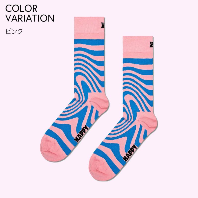 HappySocksハッピーソックスメンズ＆レディースプレゼント無料ラッピングギフトDizzySockディジー（目が回る）ピンククルー丈ソックス靴下10240066