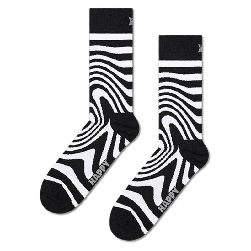 HappySocksハッピーソックスメンズ＆レディースプレゼント無料ラッピングギフトDizzySockディジー（目が回る）ブラッククルー丈ソックス靴下10240067