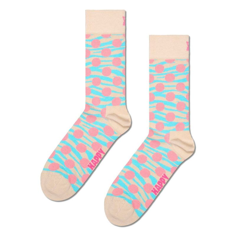 Happy Socks ハッピーソックス Tiger Dot ( タイガードット ) ホワイト クルー丈 ソックス 靴下 ユニセックス メンズ ＆  レディス プレゼント 無料ラッピング ギフト 10240090