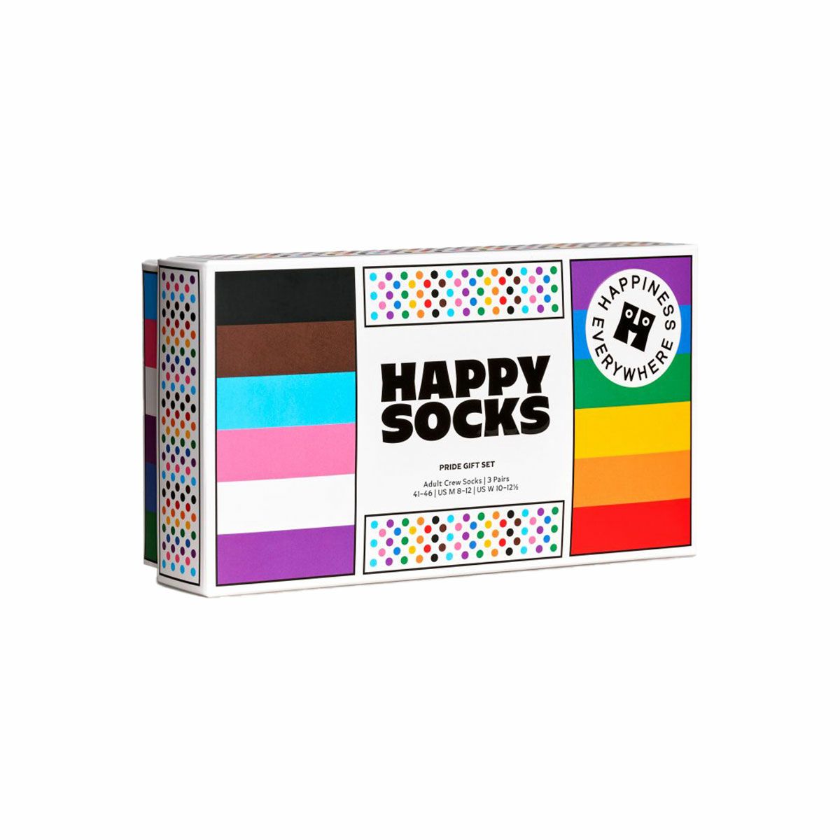 【3足セット】HappySocksハッピーソックスメンズ＆レディースプレゼント無料ラッピングギフト3-PackPrideSocksGiftSetプライドクルー丈ソックス靴下3足ギフトBOX10243001