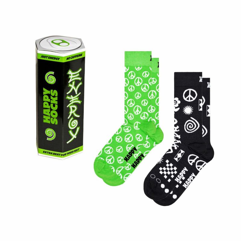 【2足セット】HappySocksハッピーソックスメンズ＆レディースプレゼント無料ラッピングギフト2-PackEnergyDrinkSocksGiftSetエネジードリンククルー丈ソックス靴下2足ギフトBOX10243002