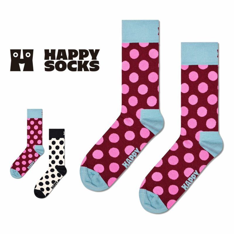 HappySocksハッピーソックスメンズ＆レディースプレゼント無料ラッピングギフトBigDotSockビックドット柄グレークルー丈ソックス靴下10240100