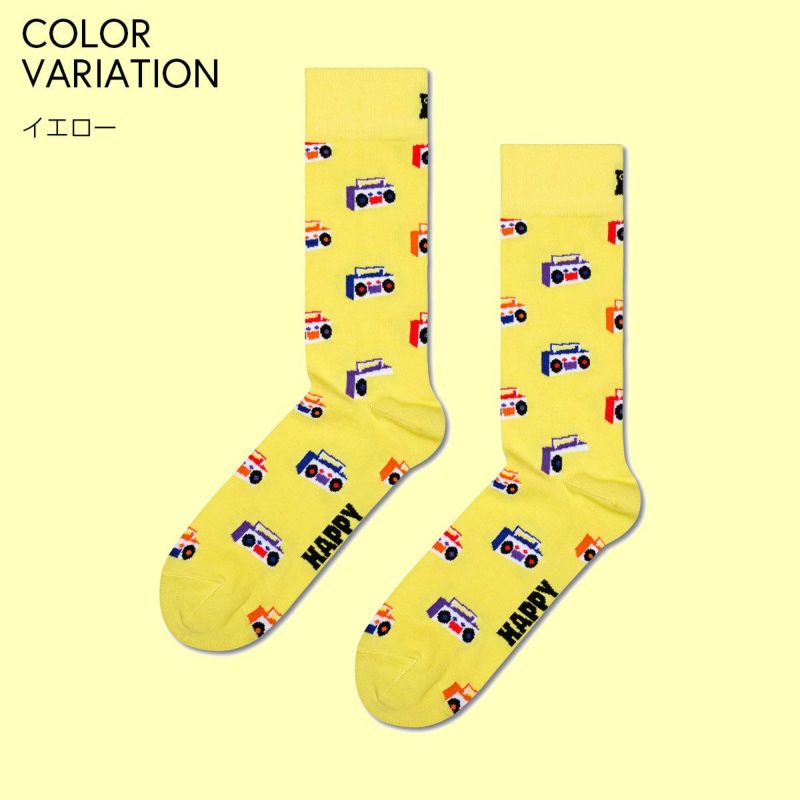 HappySocksハッピーソックスメンズ＆レディースプレゼント無料ラッピングギフトBoomboxSockラジカセ柄クルー丈ソックス靴下10240104