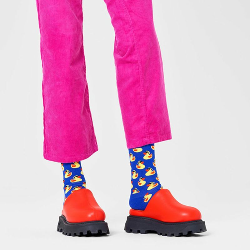 HappySocksハッピーソックスメンズ＆レディースプレゼント無料ラッピングギフトRubberDuckSockラバーダック柄ブルークルー丈ソックス靴下10240134