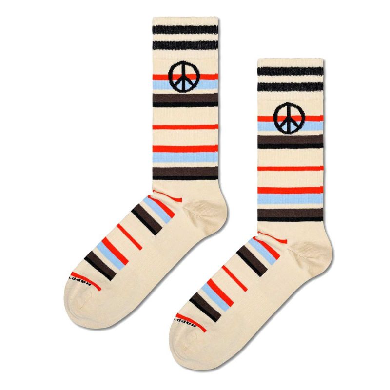 HappySocksハッピーソックスメンズ＆レディースプレゼント無料ラッピングギフトPeaceStripeSneakerSockピース＆ストライプ柄クルー丈スポーツソックス靴下10240106