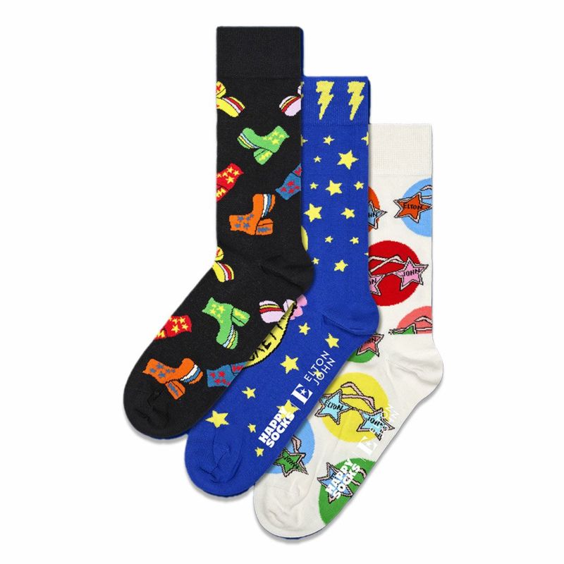 【3足セット】HappySocksハッピーソックスメンズ＆レディースプレゼント無料ラッピングギフトEltonJohn3-PackGiftSetエルトンジョンコラボクルー丈ソックス靴下3足ギフトBOX14243001