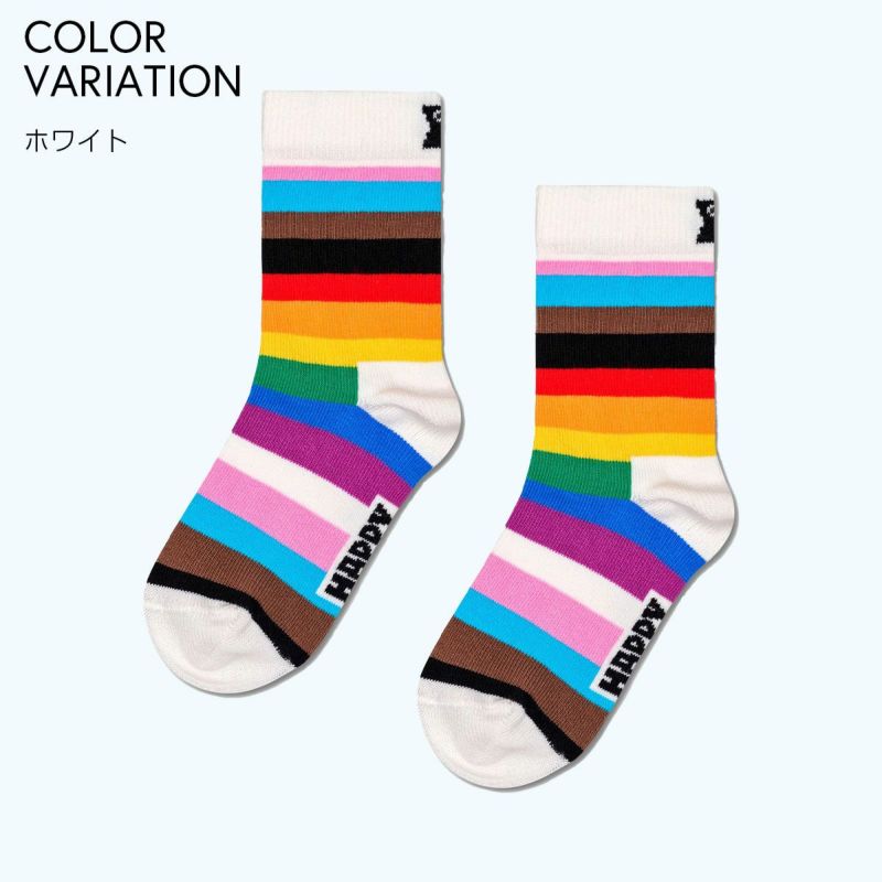 HappySocksハッピーソックスメンズ＆レディースプレゼント無料ラッピングギフトKidsPrideStripeSockレインボーストライプクルー丈子供用ソックス靴下12201103