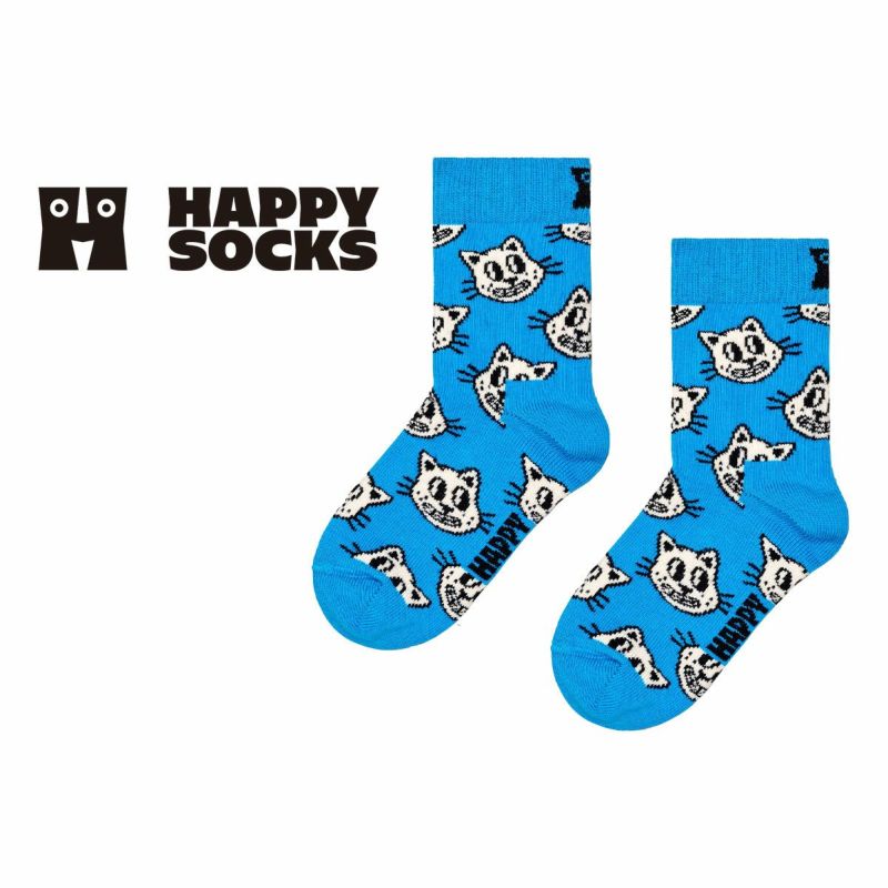 Happy Socks ハッピーソックス Kids Cat キャット 猫 どうぶつ柄 子供 クルー丈 綿混 ソックス 靴下 KIDS ジュニア  キッズ 12240011 靴下 ソックス 通販のナイガイ公式オンラインショップ