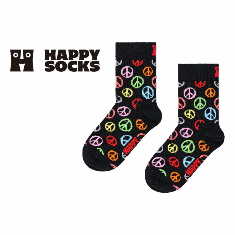 HappySocksハッピーソックスメンズ＆レディースプレゼント無料ラッピングギフトKidsPeaceSockピース柄子供用キッズクルー丈ソックス靴下12240020