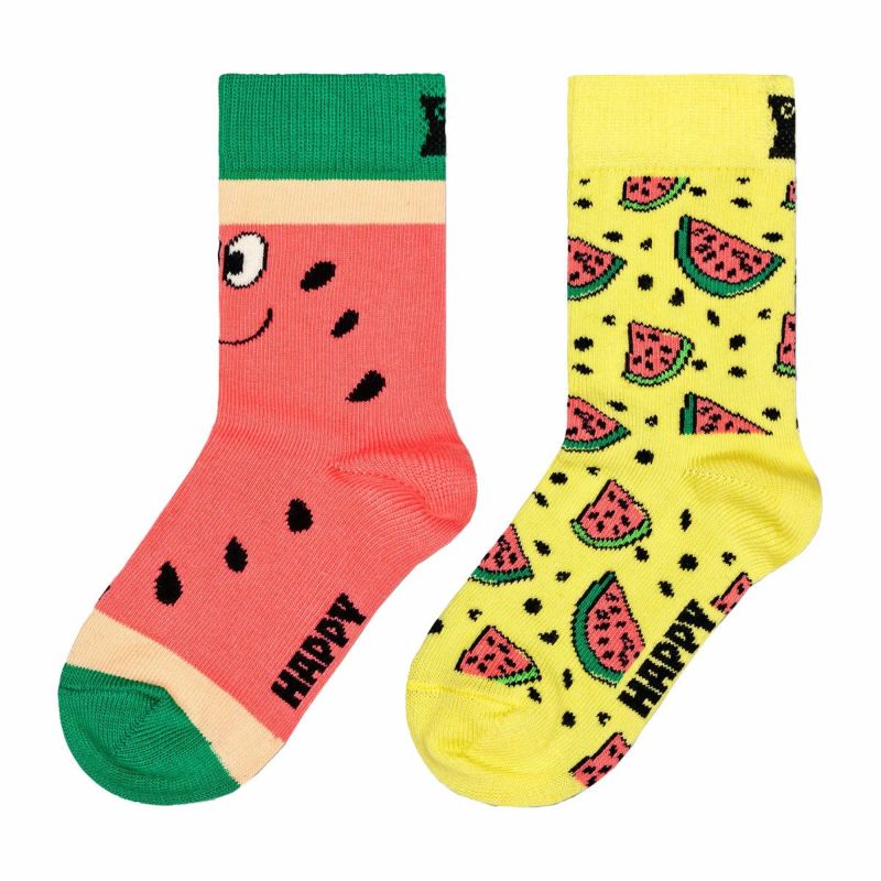 【2足セット】HappySocksハッピーソックスメンズ＆レディースプレゼント無料ラッピングギフトKids2-PackMelonSocksスイカ柄子供用キッズクルー丈ソックス2足組靴下14240007