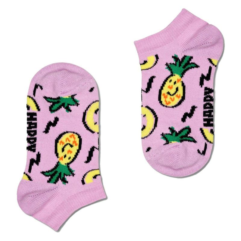 【2足セット】HappySocksハッピーソックスメンズ＆レディースプレゼント無料ラッピングギフトKids2-PackFruitsLowSocksパイナップル＆バナナ柄子供用キッズショート丈ソックス2足組靴下12240026