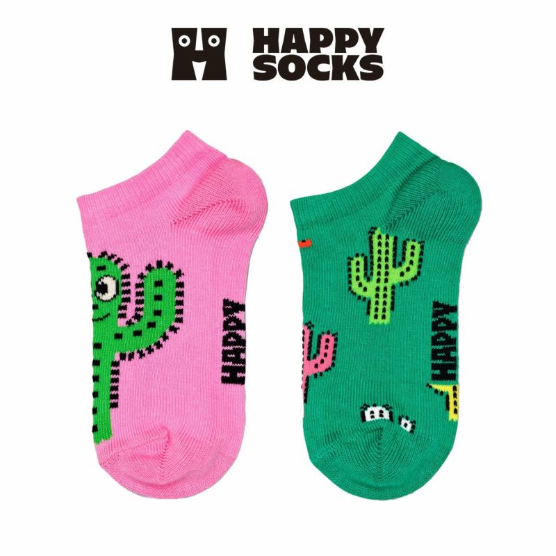 【2足セット】HappySocksハッピーソックスメンズ＆レディースプレゼント無料ラッピングギフトKids2-PackCactusLowSocksサボテン柄子供用キッズショート丈ソックス2足組靴下12240027