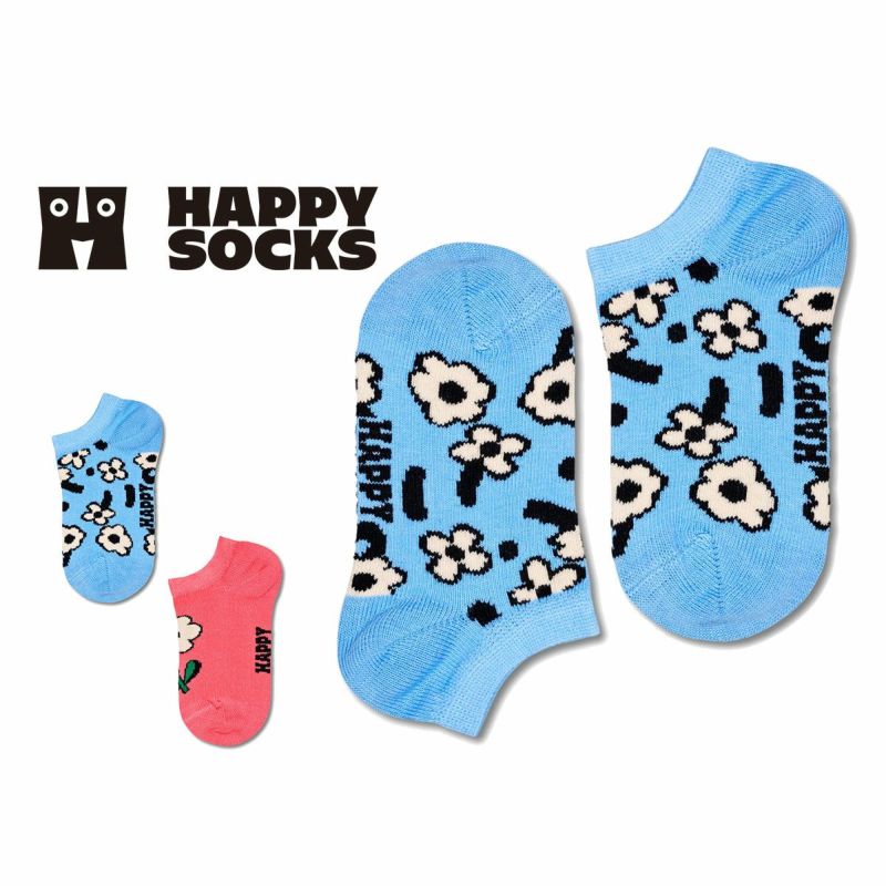 【2足セット】HappySocksハッピーソックスメンズ＆レディースプレゼント無料ラッピングギフトKids2-PackFlowersLowSocks花柄子供用キッズショート丈ソックス2足組靴下12240029