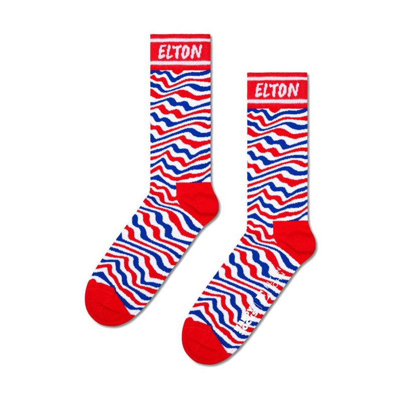 HappySocksハッピーソックスメンズ＆レディースプレゼント無料ラッピングギフトEltonJohnStripedエルトンジョンコラボエルトンジョンストライプ柄クルー丈ソックス靴下14240009