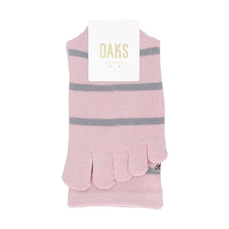 DAKSダックス履きくちゆったりベア刺繍ボーダー5本指クルー丈レディースソックス靴下女性プレゼントギフト03367078