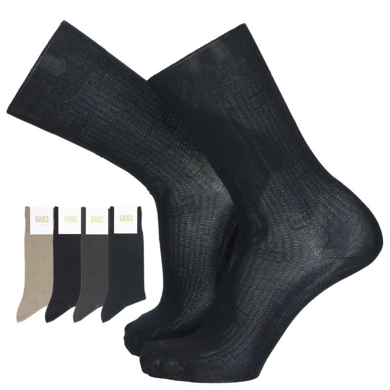 DAKSダックス日本製涼感足底鹿の子編み履き口ゆったりかかとしっかりホールドDDストライプリンクスクルー丈ビジネスソックスメンズ靴下男性プレゼントギフト02502563