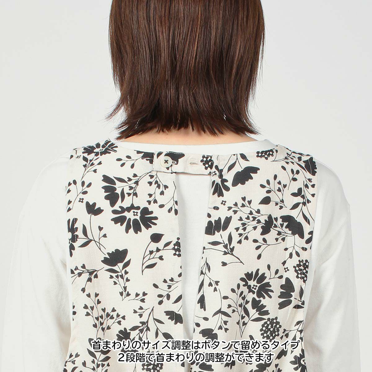 HOUSEWEARSTUDIOハウスウェアスタジオポリエステル100％リビアワイルドフラワー柄背付きセツキ後結びレディースエプロン70373012