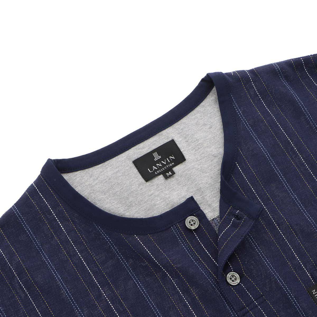 LANVINCOLLECTIONランバンコレクション上下セット【LLサイズ】先染めガンビートジャガード天竺無地綿100％日本製半袖ラウンジウェア大きいサイズメンズ男性紳士部屋着プレゼントギフト54443009