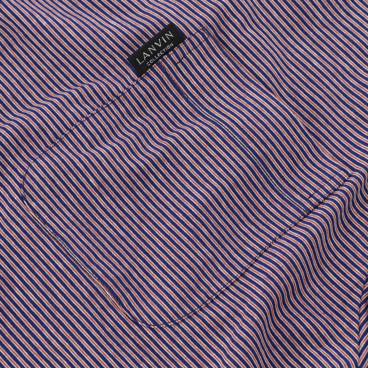 LANVINCOLLECTIONランバンコレクション上下セット【M・Lサイズ】先染めハーフ強撚微塵ボーダー無地綿100％日本製半袖パジャマラウンジウェア男性紳士部屋着プレゼントギフト54442010