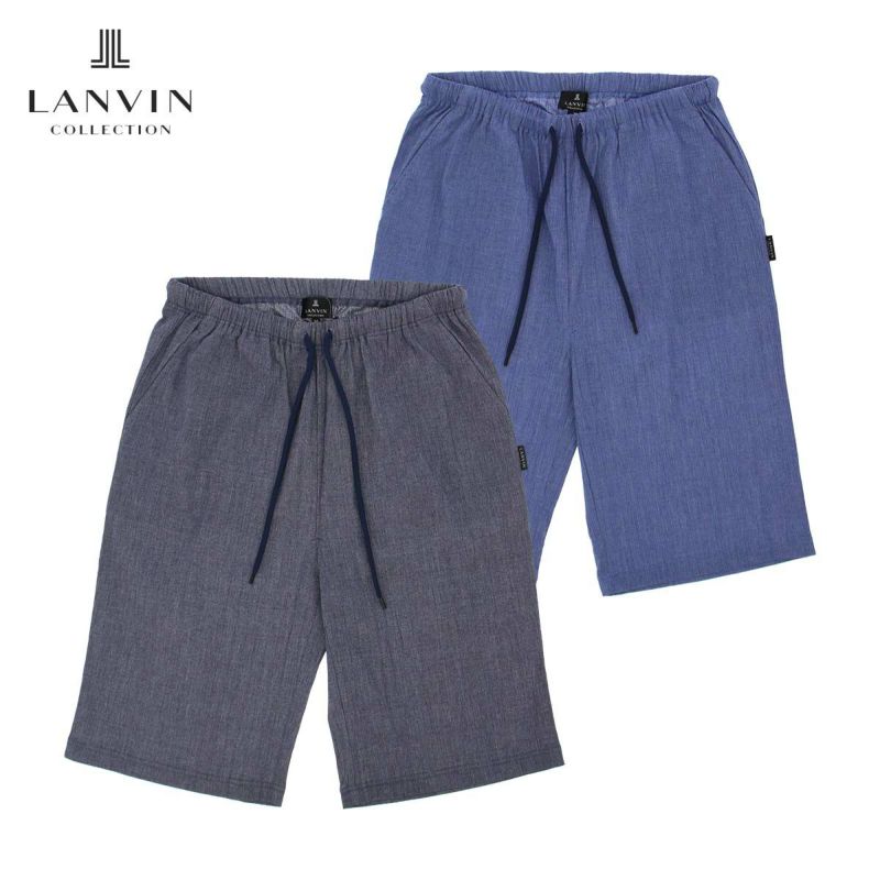 LANVINCOLLECTIONランバンコレクション【M・Lサイズ】綿100％しじら楊柳パジャマメンズハーフパンツ男性紳士部屋着ブランド薄手夏用プレゼントギフト54446014