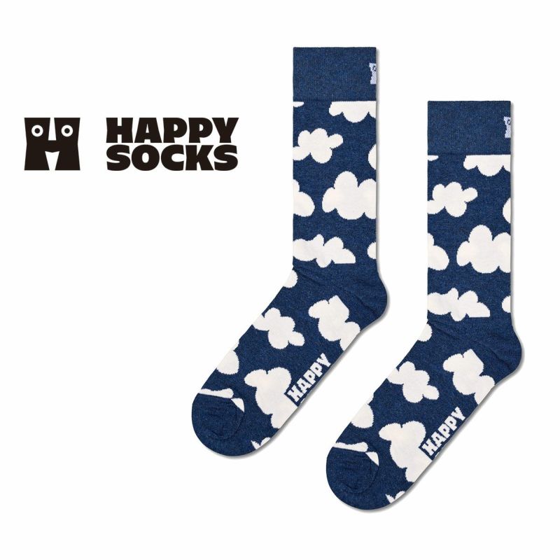 Happy Socks ハッピーソックス Cloudy(クラウディ) ネイビー クルー丈 ソックス ユニセックス 10231067 靴下 ソックス  通販のナイガイ公式オンラインショップ