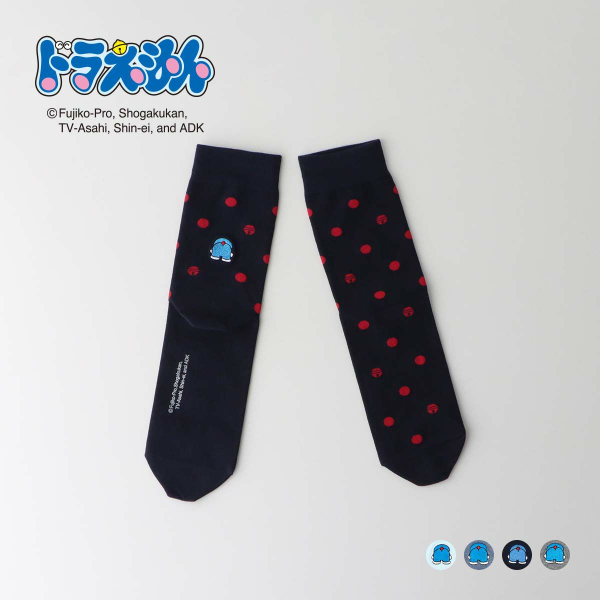 ドラえもん鈴ドットクルー丈キャラクターメンズカジュアルソックス靴下男性プレゼントギフト02462104