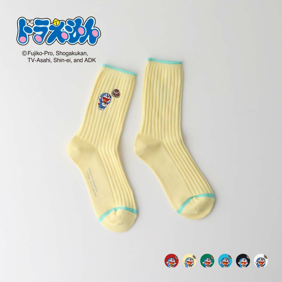 ドラえもんマルチ刺繍どら焼きクルー丈ソックス靴下レディースキャラクターギフトプレゼント03297101