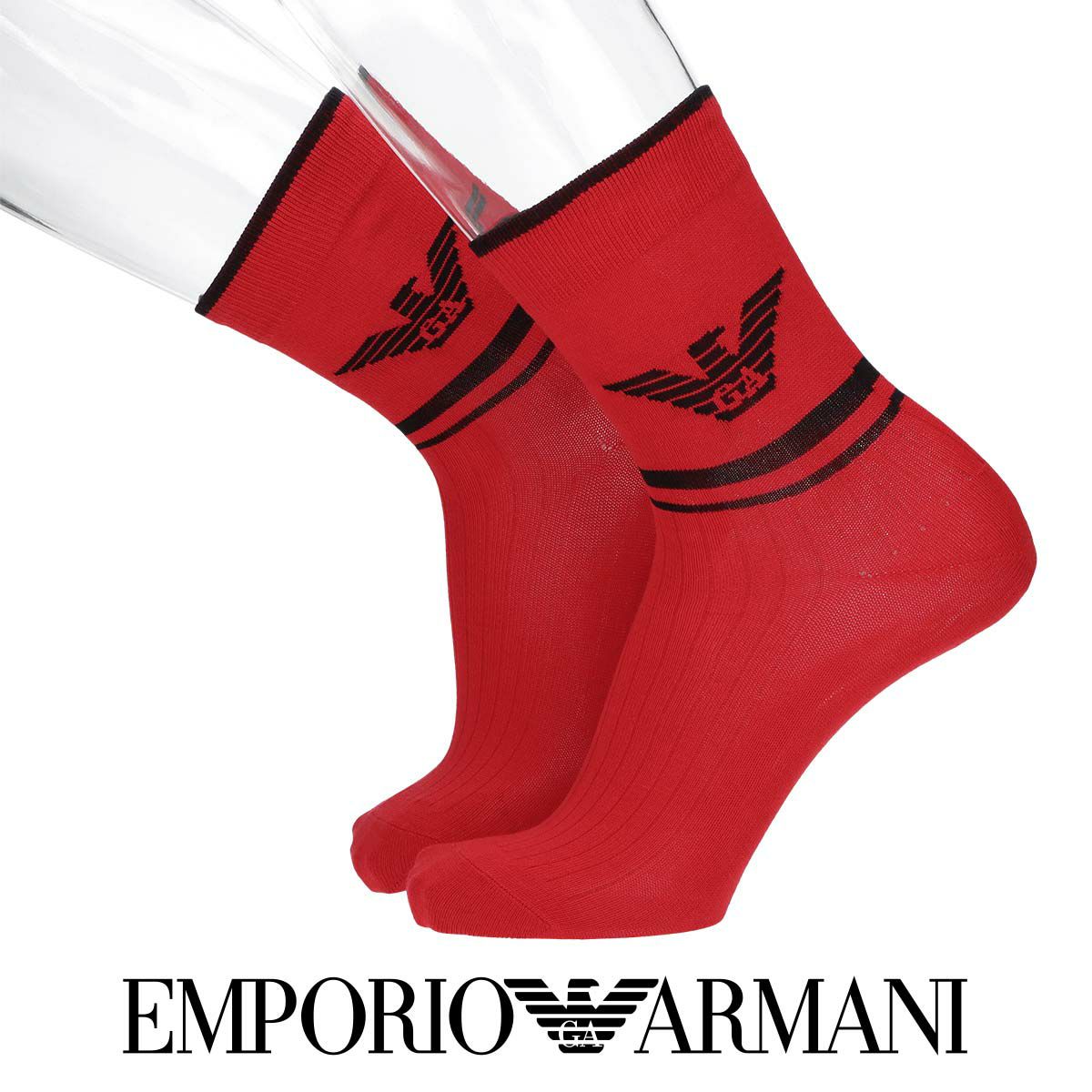 EMPORIO ARMANI エンポリオ アルマーニ 足底パイル 綿混 ワンポイントロゴ ショートソックス メンズ 靴下 男性  ブランド専用ギフト資材同梱無料 02322100