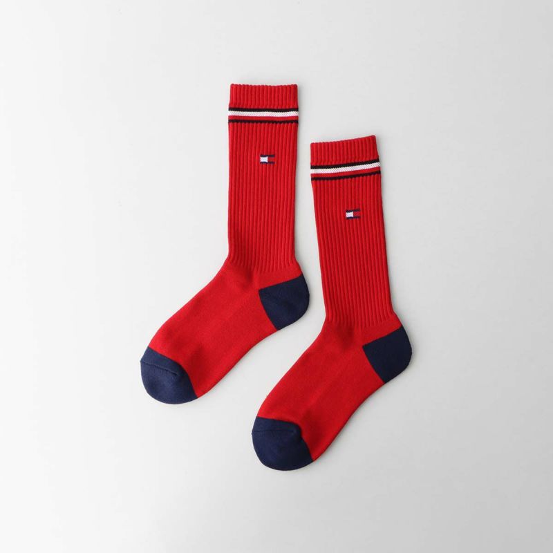 【WEB限定】【3足セット】TOMMYHILFIGERトミーヒルフィガーメンズレディースオーガニックコットン混足底パイルワンポイントラインリブクルー丈ソックス92554051