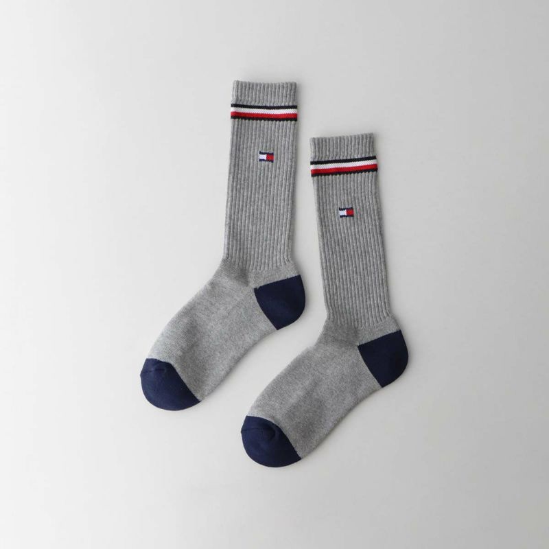 【WEB限定】【3足セット】TOMMYHILFIGERトミーヒルフィガーメンズレディースオーガニックコットン混足底パイルワンポイントラインリブクルー丈ソックス92554051