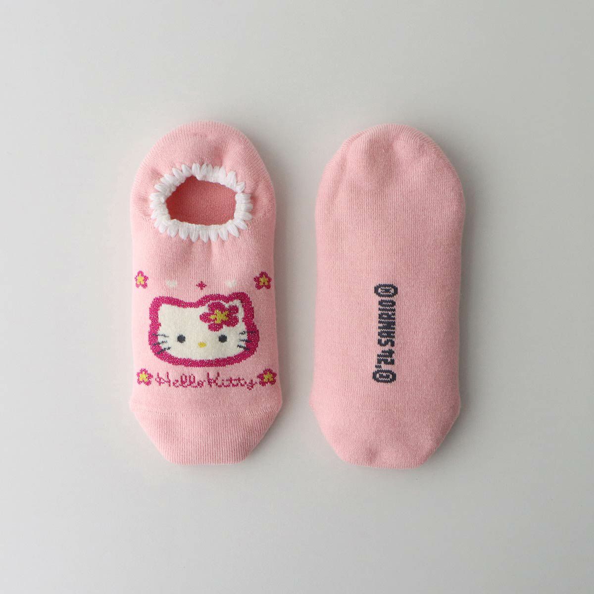 ハマグリパイルホームカバーサンリオコラボカオハナキティ滑り止め付き室内用靴下冷えとりルームソックスあたたかい冬用靴下フローリング（板張り）からの寒さ対策にレッグソリューションギフトプレゼント無料ラッピング03764075
