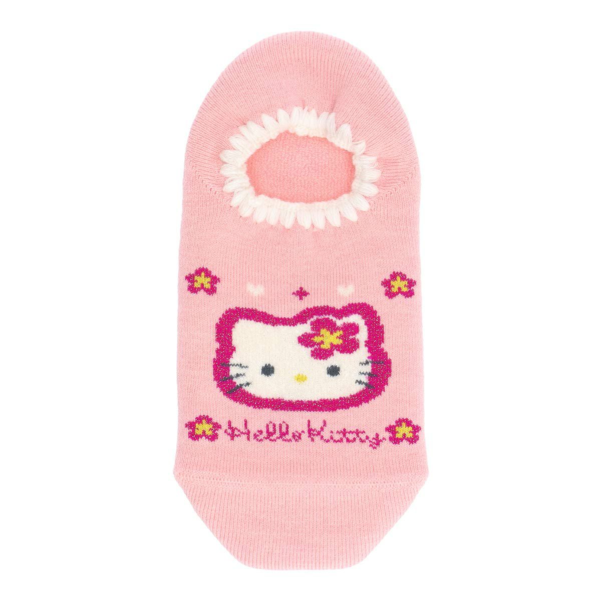 ハマグリパイルホームカバーサンリオコラボカオハナキティ滑り止め付き室内用靴下冷えとりルームソックスあたたかい冬用靴下フローリング（板張り）からの寒さ対策にレッグソリューションギフトプレゼント無料ラッピング03764075