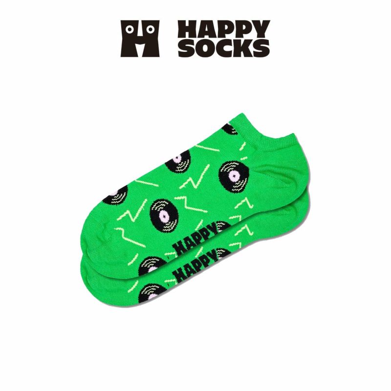 HappySocksハッピーソックスVinyl（ビニール)レコードグリーンスニーカー丈ソックスユニセックスメンズ＆レディースプレゼント無料ラッピングギフト10240218