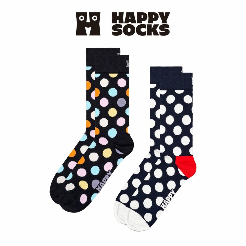 【2足セット】Happy Socks Classic Big Dot（ クラシック ドット ）オーガニックコットン クルー丈 ソックス10240228  | 靴下 ソックス 通販のナイガイ公式オンラインショップ