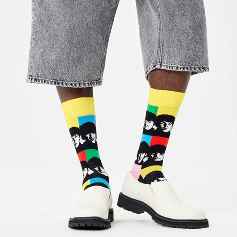 【Limited】HappySocksハッピーソックス×TheBeatles(ザ・ビートルズ)AllTogetherNow（オールトゥギャザーナウ）クルー丈ソックスユニセックスメンズ＆レディースプレゼント無料ラッピングギフト14240020