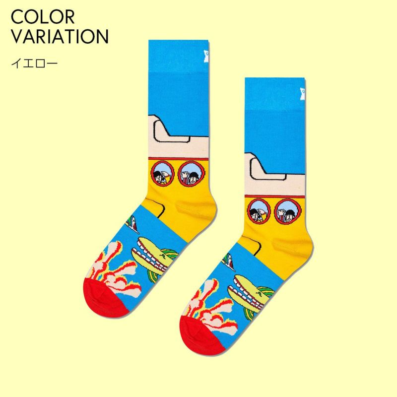 【Limited】HappySocksハッピーソックス×TheBeatles(ザ・ビートルズ)YellowSubmarine（イエローサブマリン）クルー丈ソックスユニセックスメンズ＆レディースプレゼント無料ラッピングギフト14240023