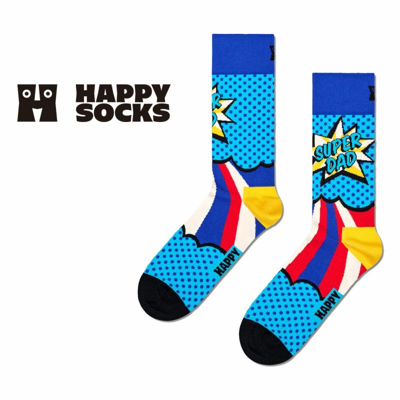 HappySocksハッピーソックスSuperDad（スーパーダッド)クルー丈ソックスユニセックスメンズ＆レディースプレゼント無料ラッピングギフト10240233