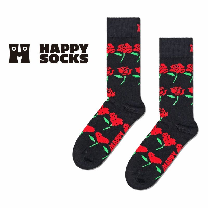 HappySocksハッピーソックスRoseHearts（ローズハート)クルー丈ソックスユニセックスメンズ＆レディースプレゼント無料ラッピングギフト10240302