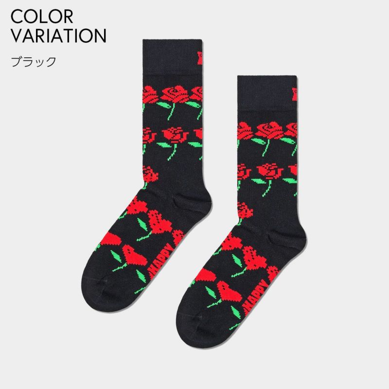 HappySocksハッピーソックスRoseHearts（ローズハート)クルー丈ソックスユニセックスメンズ＆レディースプレゼント無料ラッピングギフト10240302