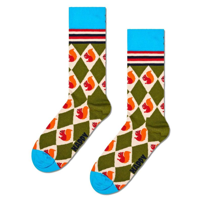 HappySocksハッピーソックスSquirrelArgyle(スクワールアーガイル)クルー丈ソックスユニセックスメンズ＆レディースプレゼント無料ラッピングギフト10240398