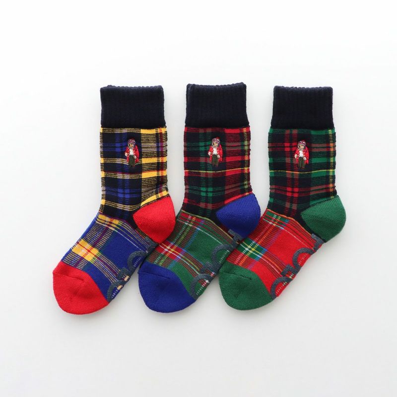 POLO RALPH LAUREN 内起毛 総パイル ルームソックス PATCWORK TARTAN PLAID BEAR ポロベア 足底滑り止め付き  レディース 日本製 03228541 | 靴下 ソックス 通販のナイガイ公式オンラインショップ