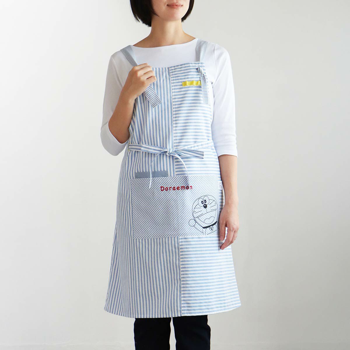 30%OFF ドラえもん あべこべストライプ コットンシーチング 前結び