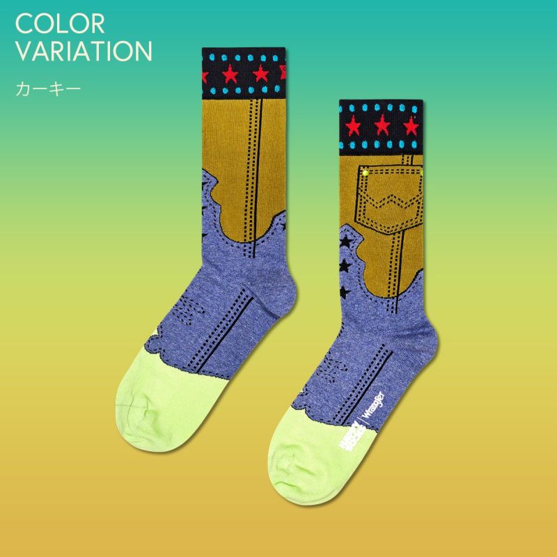 【Limited】HappySocksハッピーソックス×Wrangler(ラングラー)JeanGenieSock(ジーンジーニー)クルー丈ソックスユニセックスメンズ＆レディースプレゼント無料ラッピングギフト14240204