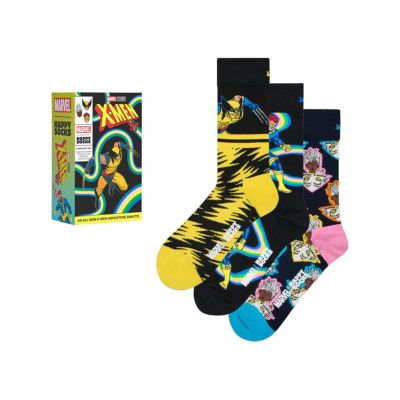 【3足セット】【Limited】 Happy Socks ハッピーソックス × Marvel ( マーベル )X-MEN（エックスメン）3-Pack Gift Set GIFT BOX 3足セット クルー丈 ソックス ユニセックス  14240103
