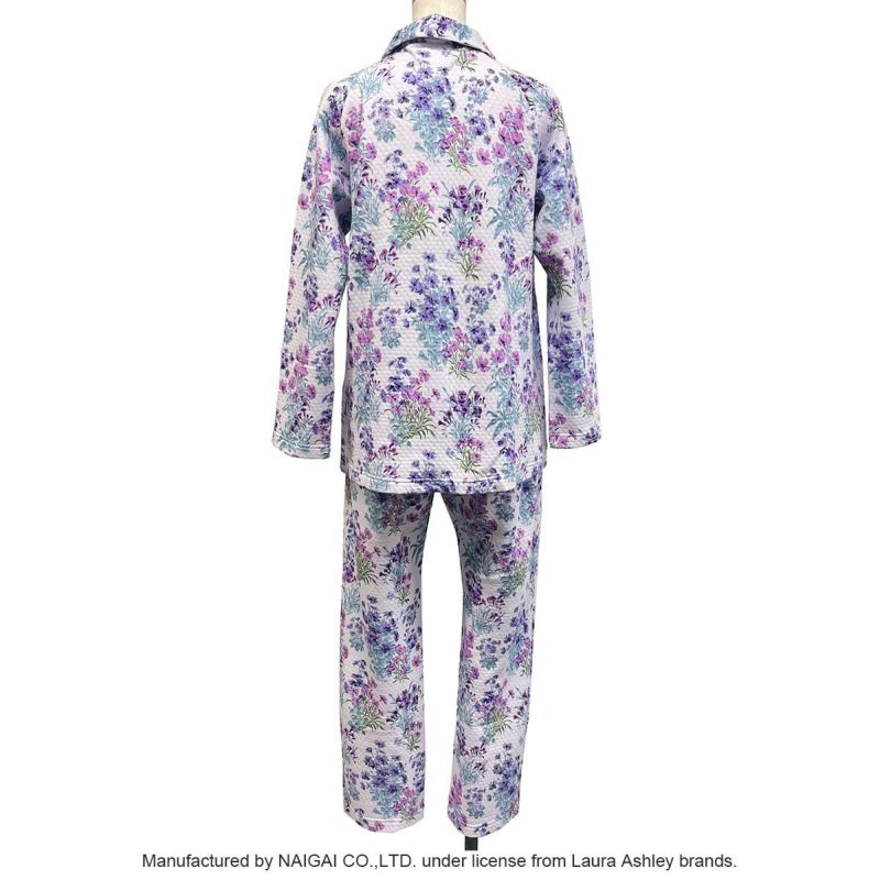 Laura Ashley メーガン柄 中わた ニットキルト 長袖 パジャマ