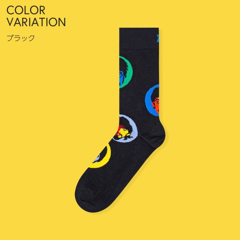 【ポイント20倍】HappySocksハッピーソックス【Limited】HappySocks×TheBeatles(ザ・ビートルズ)BRIGHTSPOT（ブライトスポット）クルー丈ソックス靴下ユニセックスメンズ＆レディスプレゼント贈答ギフト1A417016