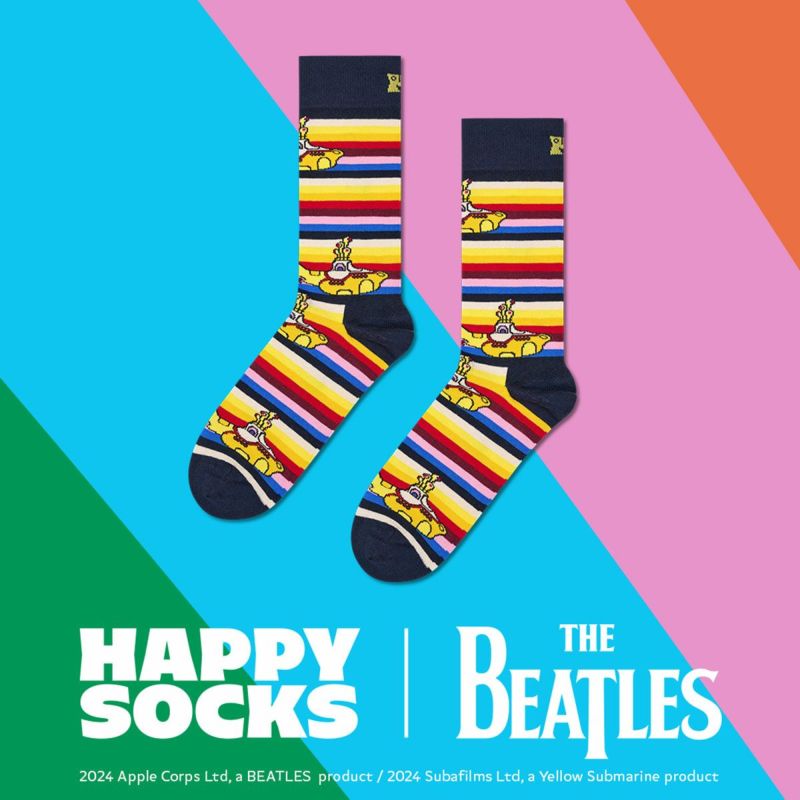 【ポイント20倍】HappySocksハッピーソックス【Limited】HappySocks×TheBeatles(ザ・ビートルズ)ALLONBOARD（オールオンボード）クルー丈ソックス靴下ユニセックスメンズ＆レディスプレゼント贈答ギフト1A417015