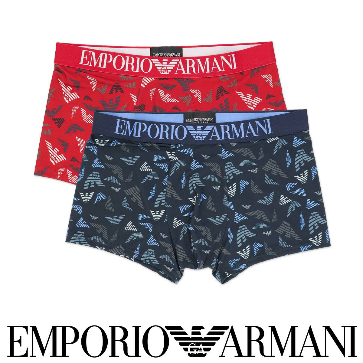 EMPORIO ARMANI ALL OVER PRINTED マイクロファイバー ボクサーパンツ  